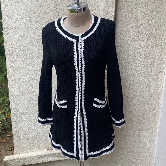 Maison Common from Neiman Marcus vintage knitted cardigan sweater w/ pockets - Picture 2 of 16
